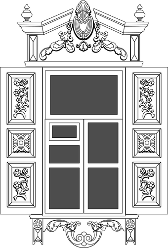 Image vectorielle de fenêtre typique de chalet de bois rond sibérien
