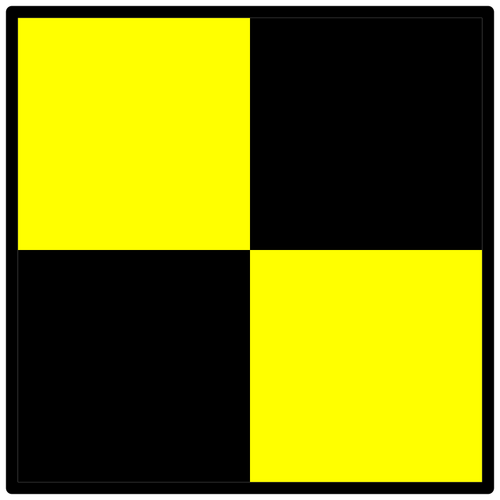 Un drapeau avec des carrés noirs et jaunes