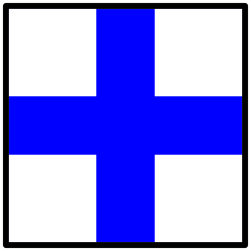Modré a bílé signální vlajka