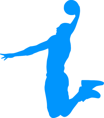 Basketbol oyuncu mavi siluet