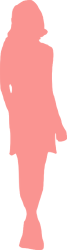 Vaaleanpunainen nainen takissa