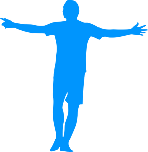 Voetbal speler blauwe silhouet afbeelding