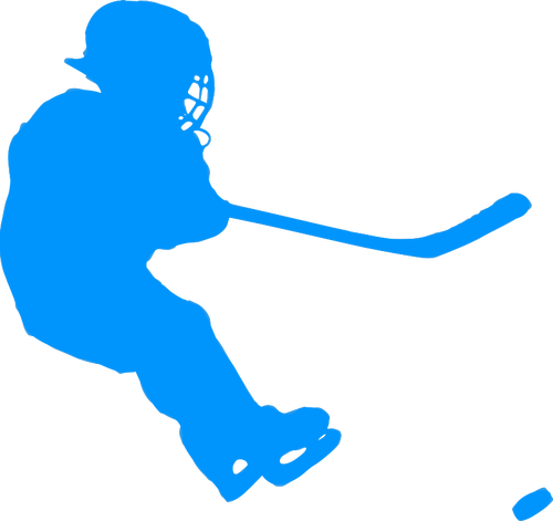 Blå ishockeyspelare.