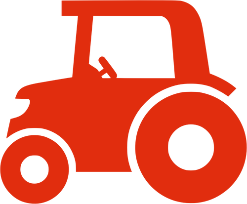 Rote Silhouette Vektor-Bild von einem Traktor