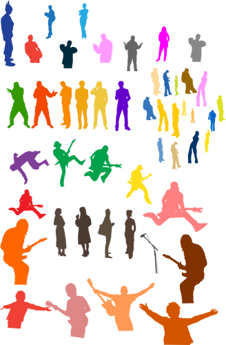 Silhouette vector clip art of music artists