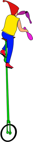 Vector tekening van juggler van het op eenwieler
