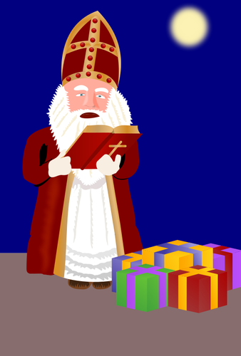Sinterklas dengan hadiah vektor gambar