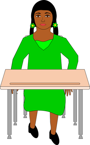 Kvinna i grön klänning