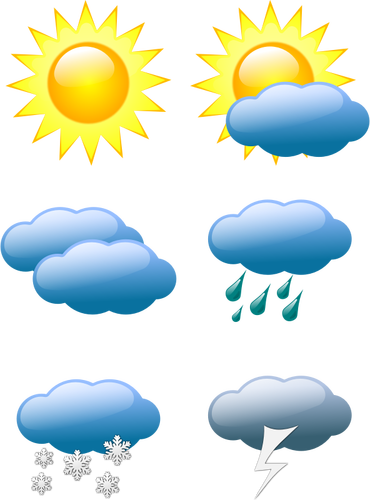 Vector graphics of selection of color weather forecast icons