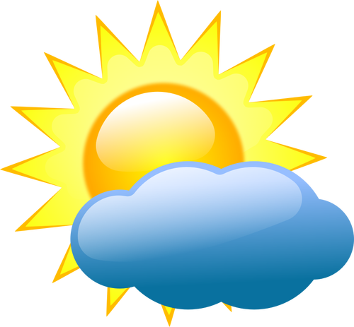 Vektor ClipArt väderprognos färg symbol för delvis molnig himmel