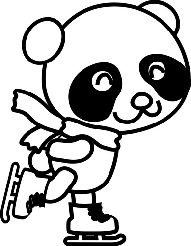 Ilustração em vetor de Patinação Artística no gelo de coloração panda