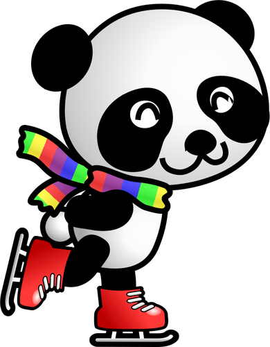 Vektor-Bild des Panda auf Schlittschuhe