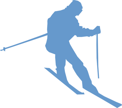 Silhouet vector tekening van alpineskiër