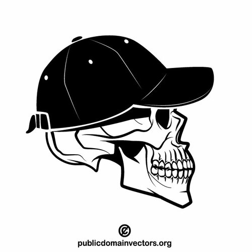 Crâne avec une casquette de baseball