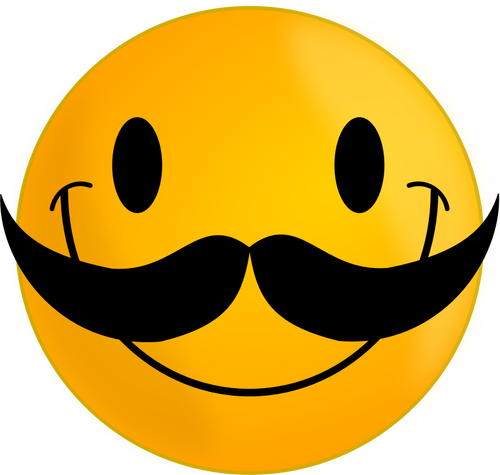 Clipart vectorial de carita sonriente con bigote grande
