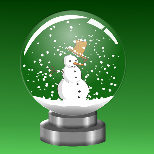 क्रिस्टल बॉल वेक्टर चित्रण में snowman