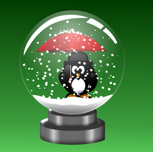 Pinguino in illustrazione vettoriale globo di neve