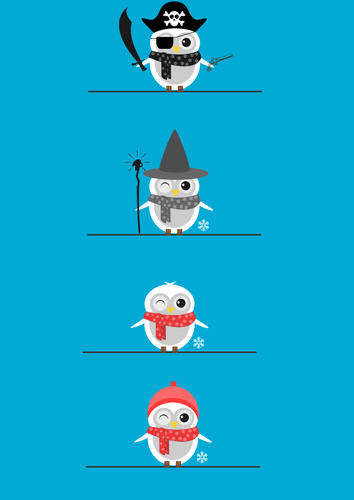 Vector clip art of funny owls as pirate