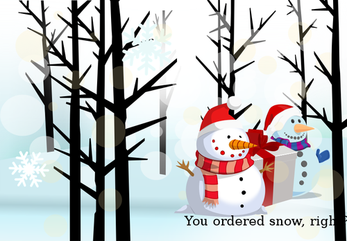 Vánoční přání s sněhulák vektorové ilustrace