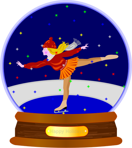 Vector de la imagen del patín de hielo girlsnow ornamento de globo