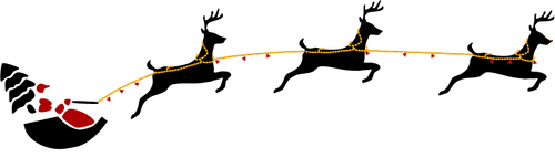 Santa con dibujo vectorial de venados voladores