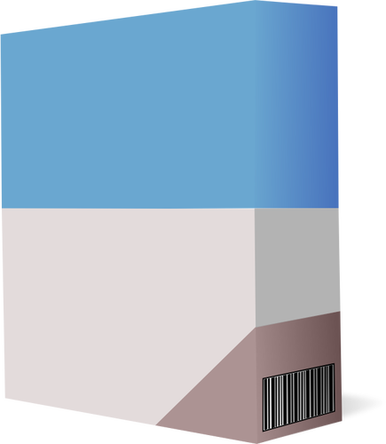 Seni klip vektor perangkat lunak ungu dan biru kotak dengan barcode