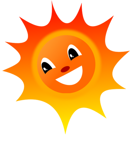 Hymyilevä aurinkovektorikuva. Vektori