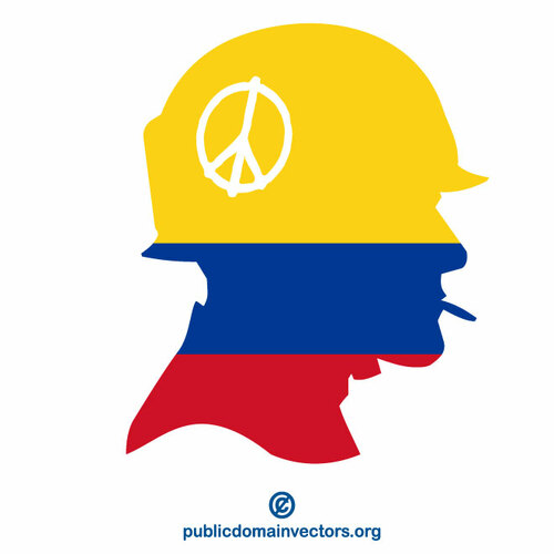 Silhueta de soldado com bandeira colombiana