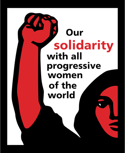 Solidaritet med alle progressive kvinnene i verden plakat vektorgrafikk utklipp