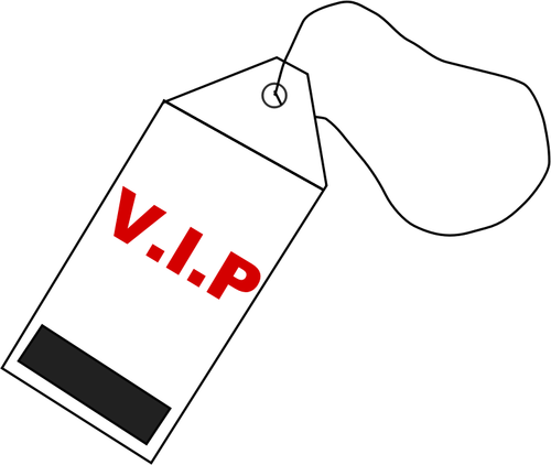 Kuva punaisesta ja mustasta VIP-tunnisteesta