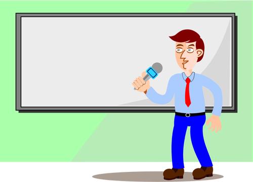 Male presenter with mic