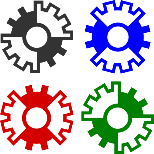 Векторная Иллюстрация 4 цветные зубчатых колес