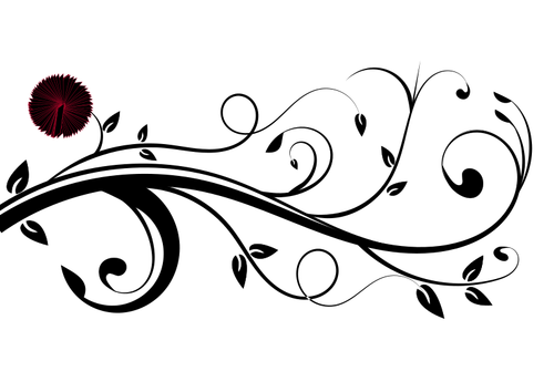 Vectorul imagine de spirală de plante cu flori rosii