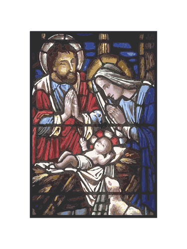 Heilige familie in gebrandschilderd glas vectorillustratie