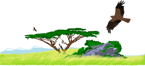 Image vectorielle de savane africaine scène