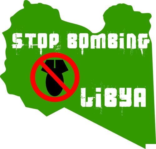 Vektorgrafik med stoppa bombningarna Libyen etikett