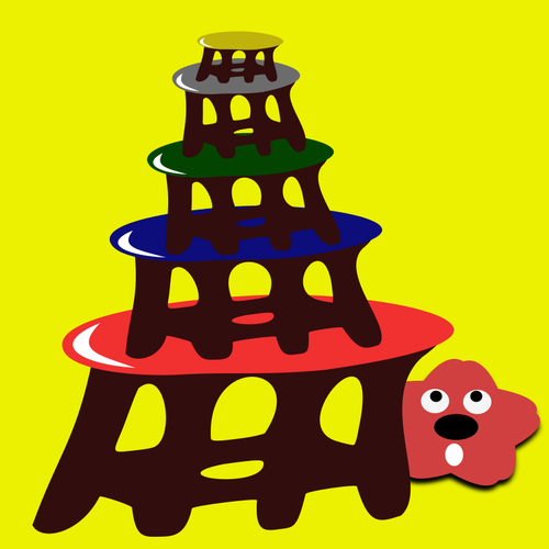Cartoon Hocker-Turm mit rotem Stern