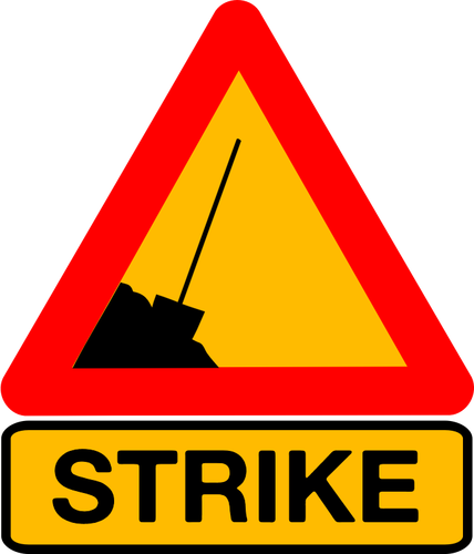 Illustrazione di vettore del segnale stradale con la parola "sciopero"