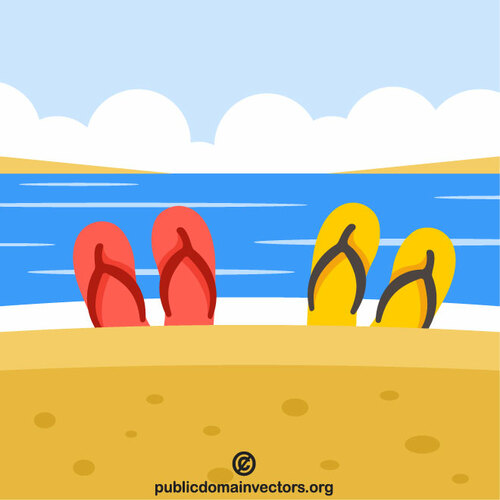 Slippers in het zand
