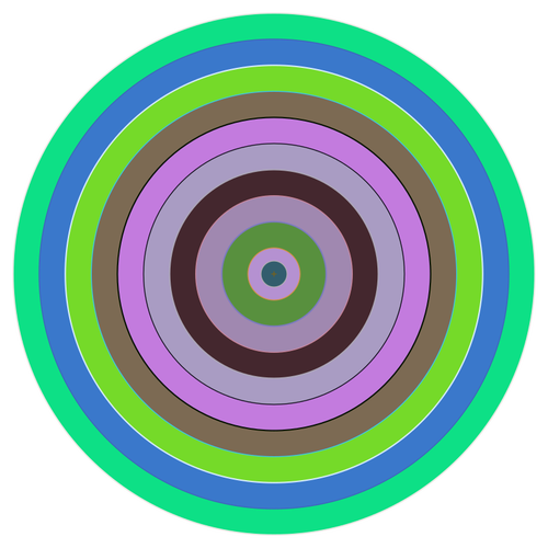 Vektorové grafiky kruhu v různých odstínech zelené a fialové