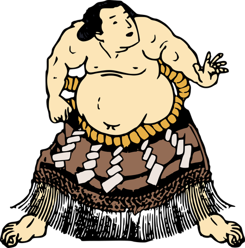 Obraz z zawodnikiem sumo w spódnicy