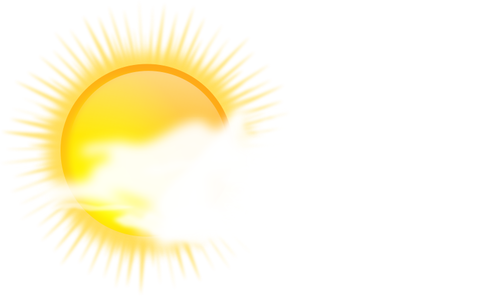 Vector drawing of weather forecast color symbol for sunny to cloudy sky