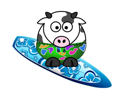Surfování kráva vektorový obrázek