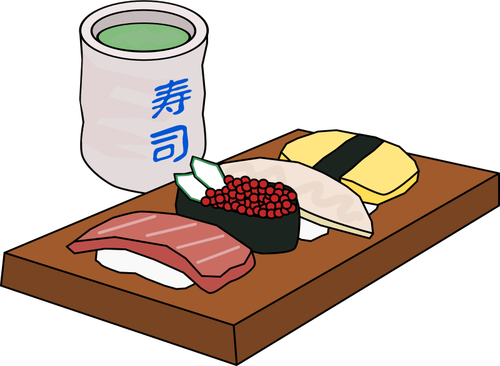 Sushi i zielonej herbaty