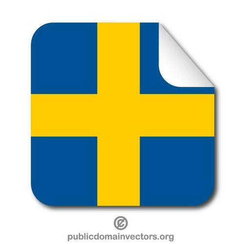 Descascar o adesivo com a bandeira da Suécia
