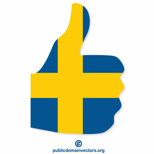 Pollice in su con bandiera svedese