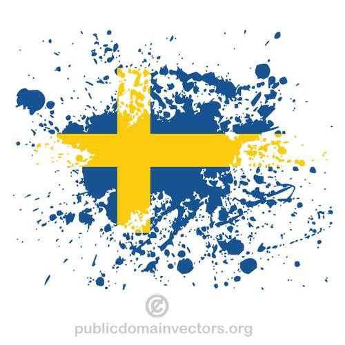 Zweedse vlag met inkt splatter