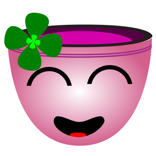 Vektor ClipArt-bilder av skrattande ansikte rosa cup
