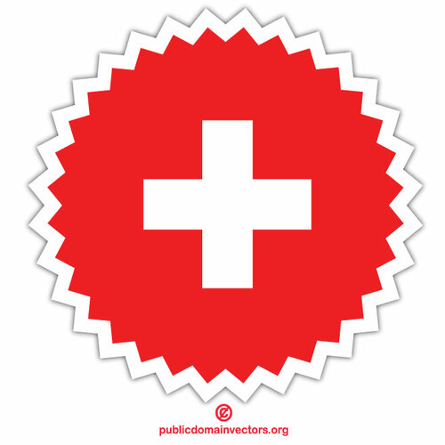 Schweizisk flagg etikett