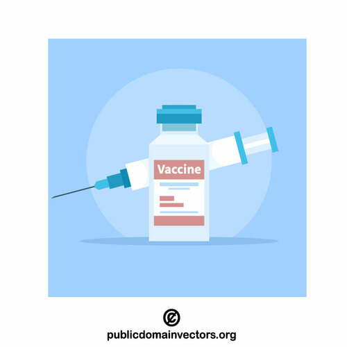 Injekční stříkačka a injekční lahvička s vakcínou